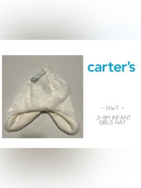 🆕CARTER’S - 3/9M - NWT - INFANT / BABY GIRLS WHITE / CREAM POM HAT